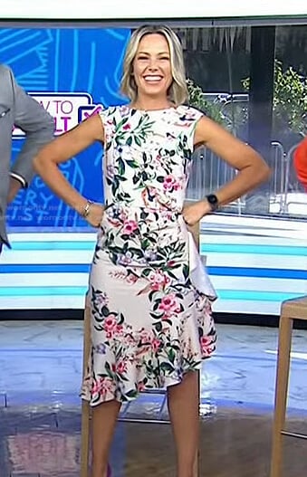 Dylan’s white floral ruffle hem dress on Today