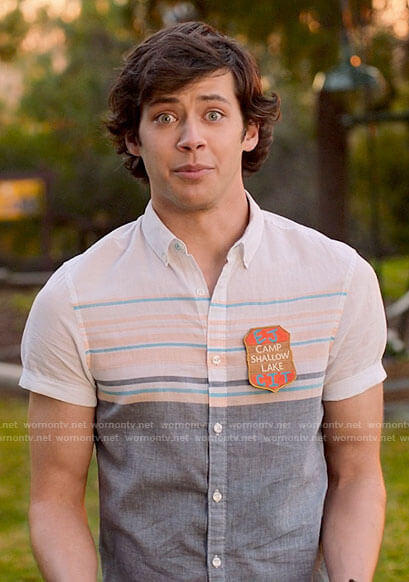 EJ’s striped button up shirt on High School Musical The Musical The Series