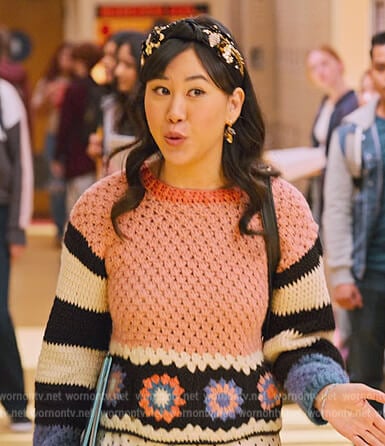 Eleanor crochet knit sweater on Never Have I Ever