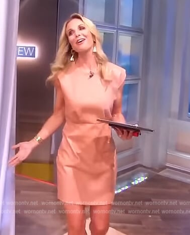Elisabeth Hasselbeck’s beige leather mini dress on The View