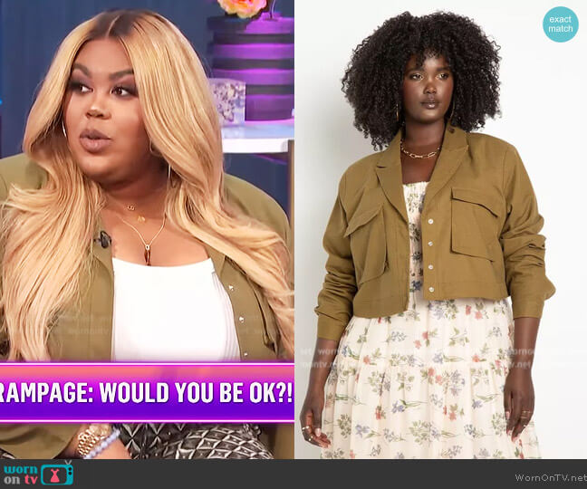 Eloquii Cropped Cargo Jacket worn by Nina Parker on E! News