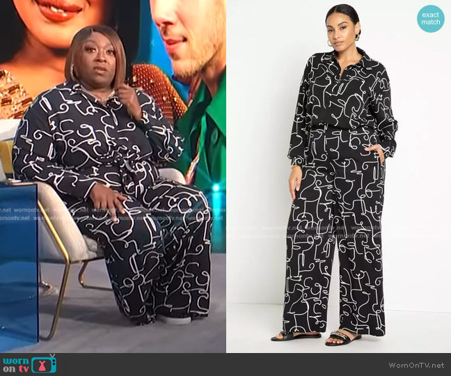 Printed Wide Leg Pant in Dandy Doodleby Eloquii worn by Loni Love on E! News