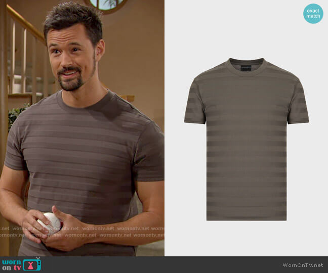 Emporio Armani Jersey T-shirt with Jacquard Pattern worn by Thomas Forrester (Matthew Atkinson) on The Bold and the Beautiful