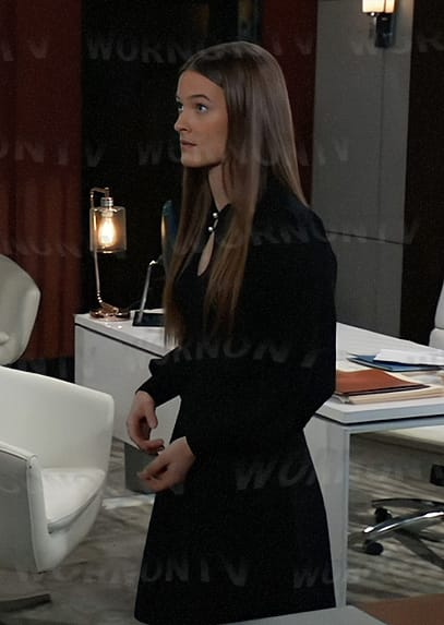 Esme’s black keyhole knit dress on General Hospital