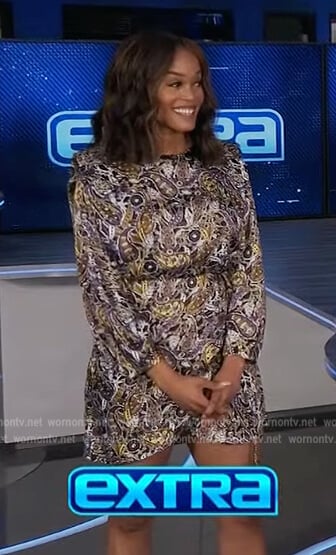 Rachel’s paisley print mini dress on Extra