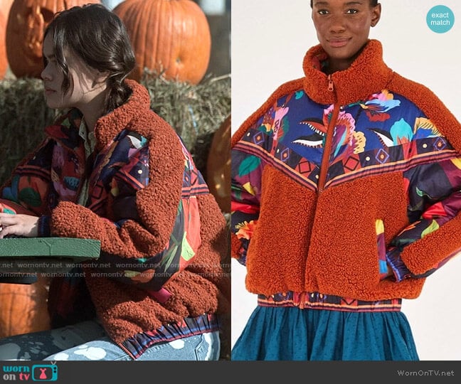 Farm Rio Lucy Puffer worn by Minnie 'Mouse' Honrada (Malia Pyles) on Pretty Little Liars Original Sin