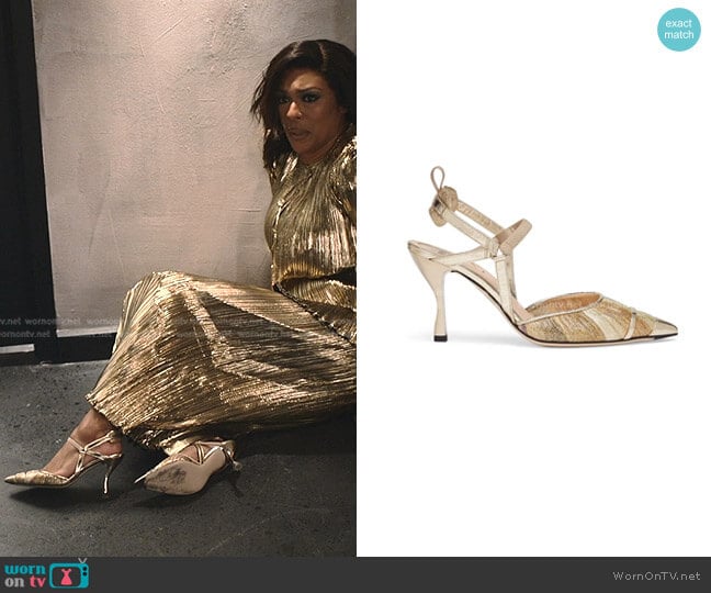 Fendi Colibri Lite Metallic Slingback Pump worn by Lorraine Swift (April Parker Jones) on Tom Swift