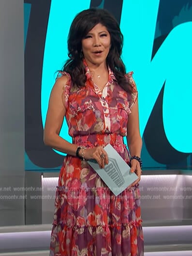 Julie’s purple floral ruffle dress