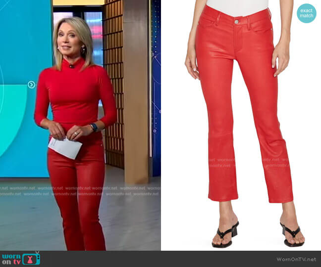 Frame Le Crop Mini Leather Cropped Pants worn by Amy Robach on Good Morning America