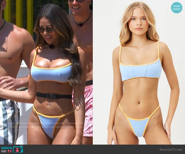 Frankies Bikinis Harmony Terry Bralette Bikini Top in Bluebird worn by Courtney Boerner on Love Island USA
