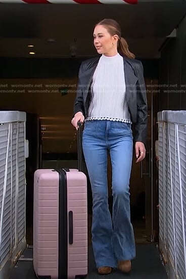 Gabby’s white pointelle top and jeans on The Bachelorette