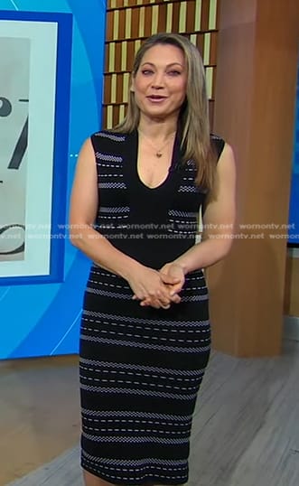 Ginger’s black knit v-neck dress on Good Morning America