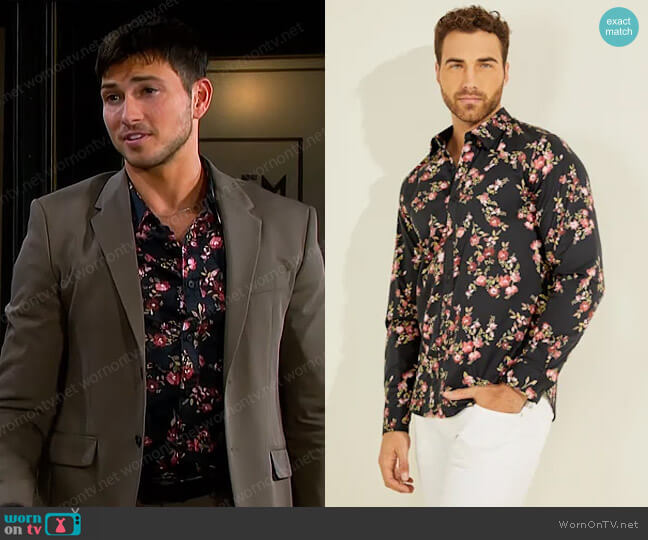 Guess Luxe Bouquet Shirt worn by Alexander Kiriakis (Robert Scott Wilson) on Days of our Lives