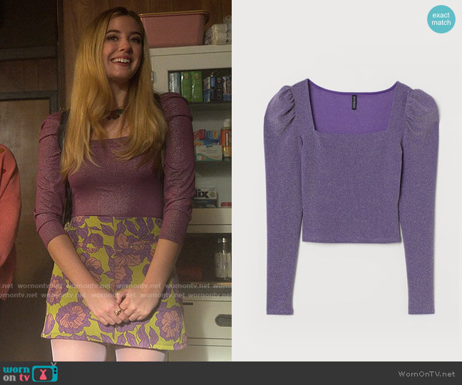 H&M Puffed Sleeve Top worn by Kelly Beasley (Mallory Bechtel) on Pretty Little Liars Original Sin