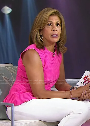 Hoda’s pink ribbed peplum top on Today