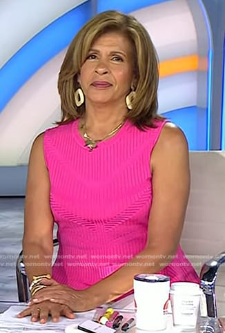 Hoda’s pink ribbed peplum top on Today