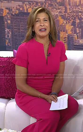 Hoda’s pink short sleeve jumpsuit on Today