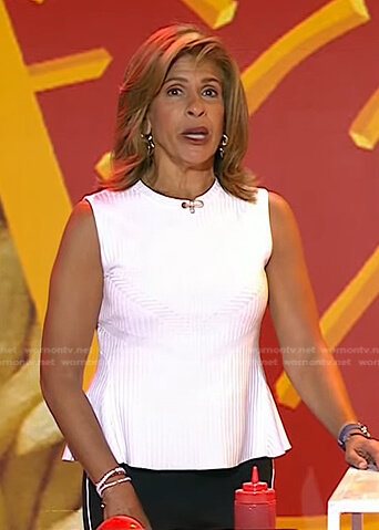 Hoda’s white ribbed peplum top on Today