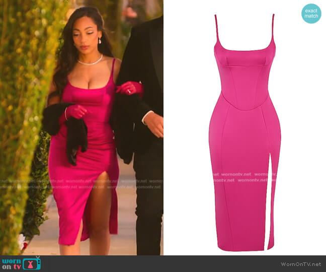 House of CB Casimira Satin Corset Midi Dress worn by Brandi Marshall (Brandi Marshall) on Selling the OC