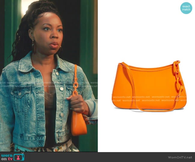 House of Want Newbie Vegan Leather Shoulder Bag worn by Malika (Toccarra Cash) on Everythings Trash