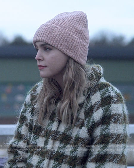 Imogen’s checked coat on Pretty Little Liars Original Sin