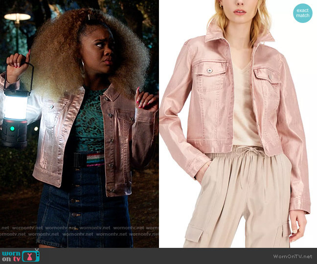 INC International Concepts Metallic Trucker Jacket worn by Kourtney (Dara Renee) on High School Musical The Musical The Series