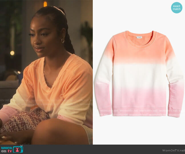 J. Crew Dip Dyed Ombre Crewneck Sweatshirt worn by Annika (Justine Skye) on Grown-ish