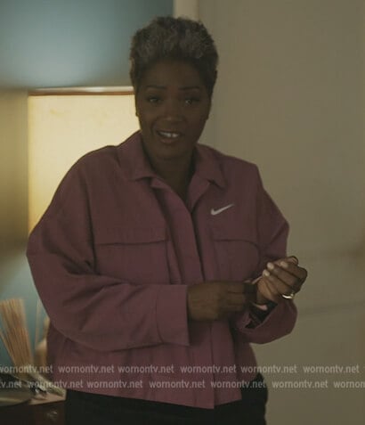 Jada’s purple pockets crop jacket on The Chi