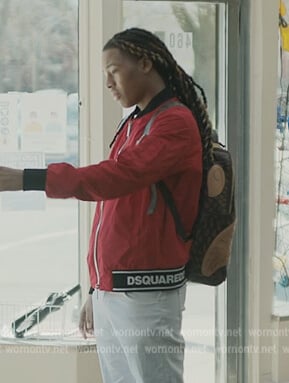 Jake’s red Dsquared2 bomber jacket on The Chi