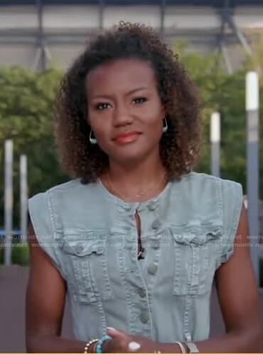 Janai’s sleeveless denim jumpsuit on Good Morning America