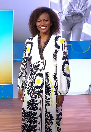 Janai’s white floral wrap dress on Good Morning America