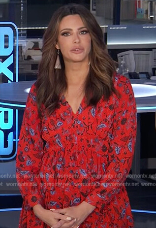 Jennifer’s red floral print dress on Extra