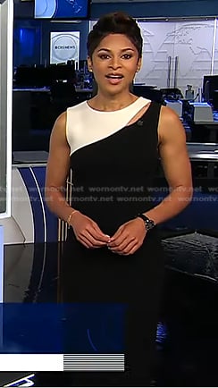 Jericka’s black and white cutout dress on CBS Evening News