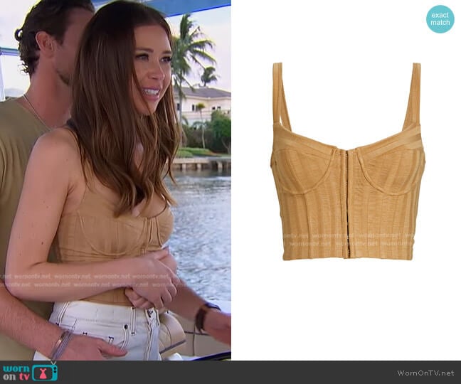 Jonathan Simkhai Dee Rib Knit Bustier Top worn by Gabriela Windey on The Bachelorette