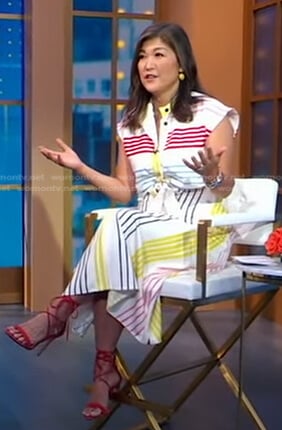 Juju Chang’s multicolor striped shirtdress on Good Morning America