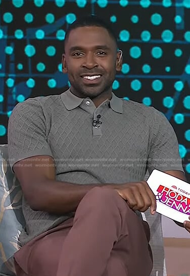Justin’s grey textured polo shirt on Today