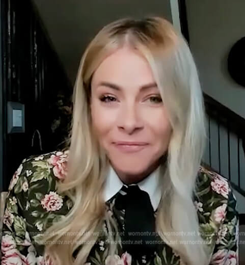 Katie Krause’s floral print blouse with contrast bow on Extra