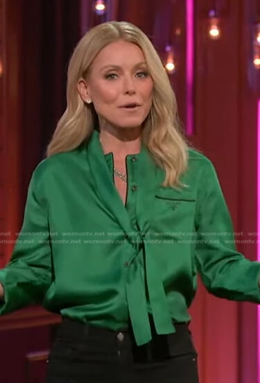 Kelly’s green tie neck blouse on Generation Gap