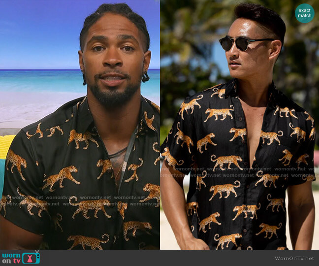 Kenny Flowers The Catwalk King - Silk Leopard Shirt worn by Jesse Bray on Love Island USA