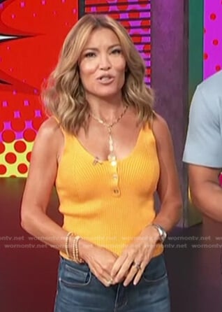 Kit’s orange ribbed tank on Access Hollywood