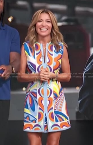 Kit’s printed sleeveless mini dress on Access Hollywood