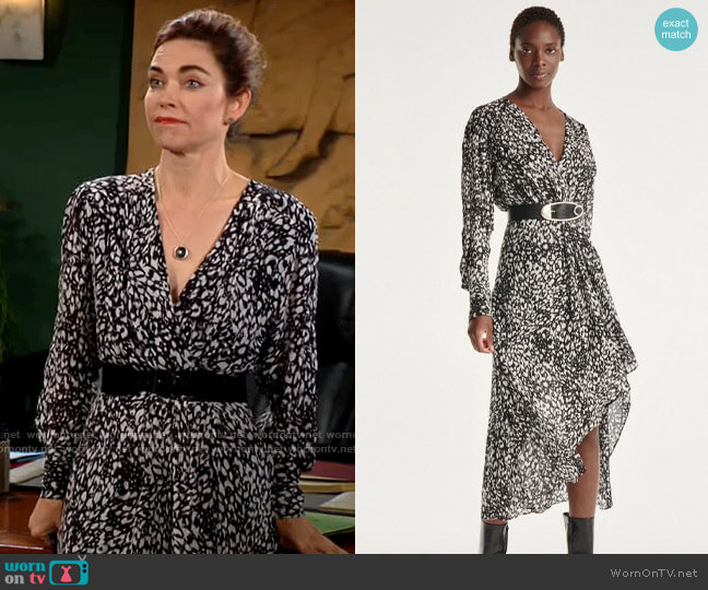 The Kooples Animal Print Dress worn by Victoria Newman (Amelia Heinle) on The Young and the Restless