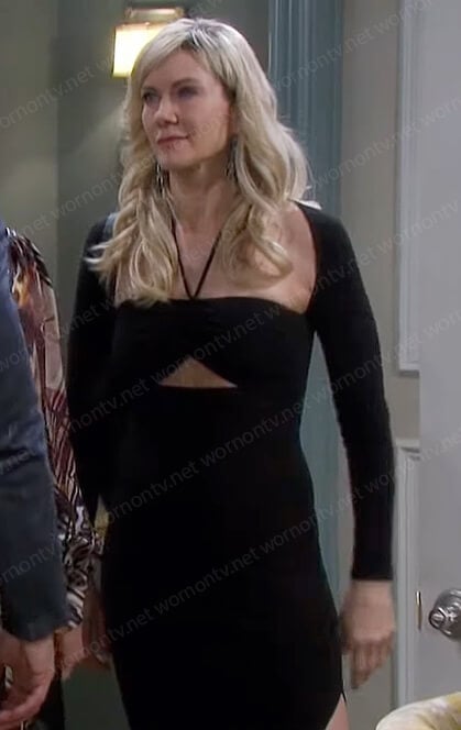 Kristen’s black cutout dress on Days of our Lives