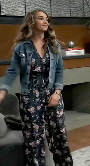 Kristina’s teal floral jumpsuit on General Hospital
