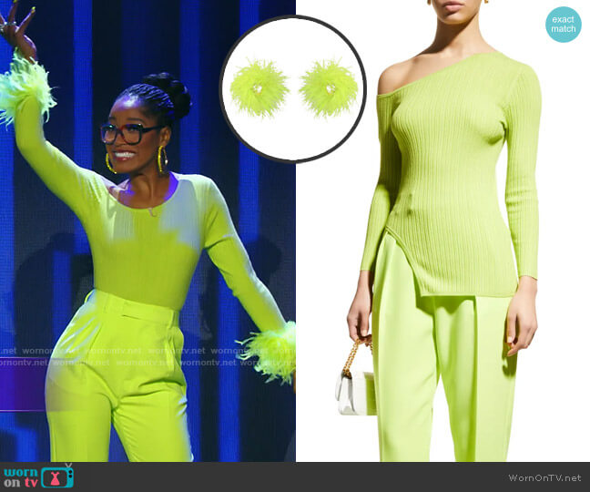 Lapointe One-Shoulder Asymmetric Wool Top worn by Keke Palmer on Password
