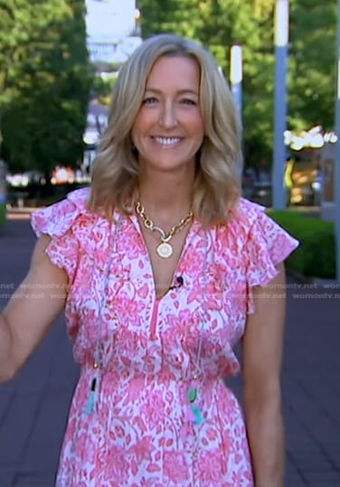 Lara’s pink floral ruffle dress on Good Morning America