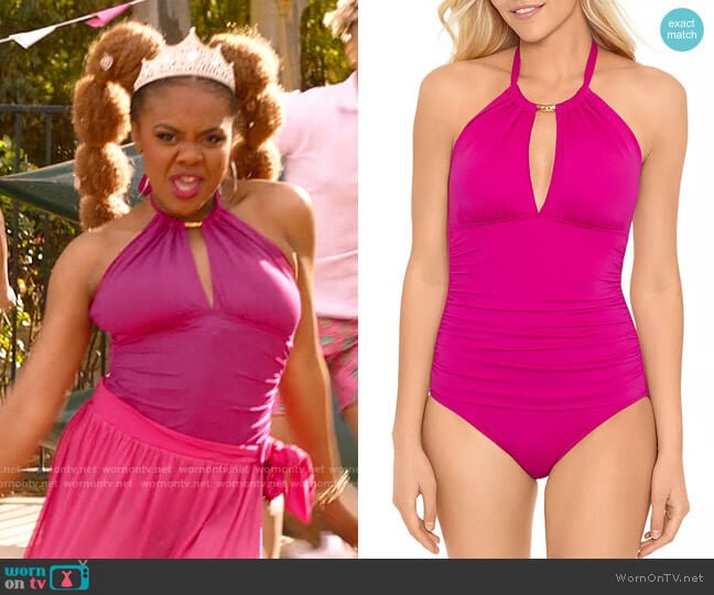 LAUREN Ralph Lauren Ruched Keyhole Swimsuit worn by Kourtney (Dara Renee) on High School Musical The Musical The Series