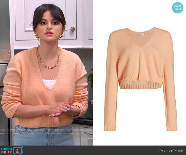 Leset Zoe Sweater in Peach Melange worn by Selena Gomez on Selena + Chef