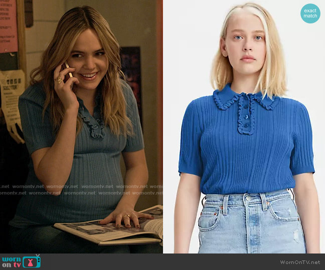 Levis Short Sleeve Polo Sweater worn by Imogen Adams (Bailee Madison) on Pretty Little Liars Original Sin