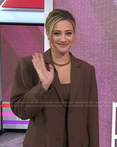 Lili Reinhart’s brown blazer and pants on Today